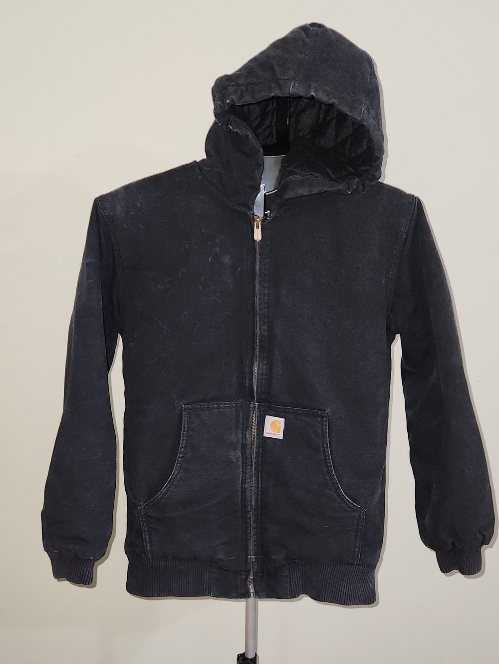 Carhartt Youth Black Hooded Zip-Up Duck Jacket. Size 18-20